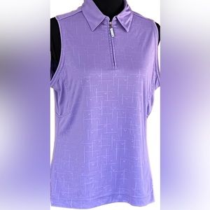 Callaway 1/4 zip logo sleeveless collar golf shirt, purple, size L